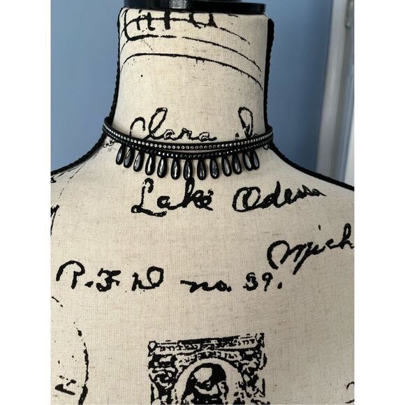 SWAROVSKI Double Faux Suede Strand Black and Crystal Choker - Picture 1 of 4